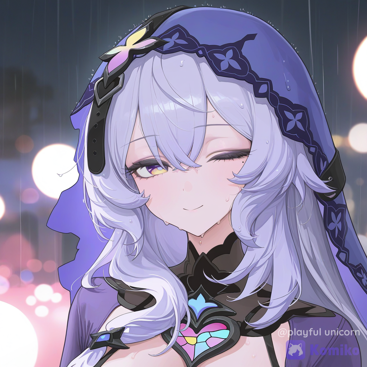 Black Swan’s Rainy Wink 🌧️💜