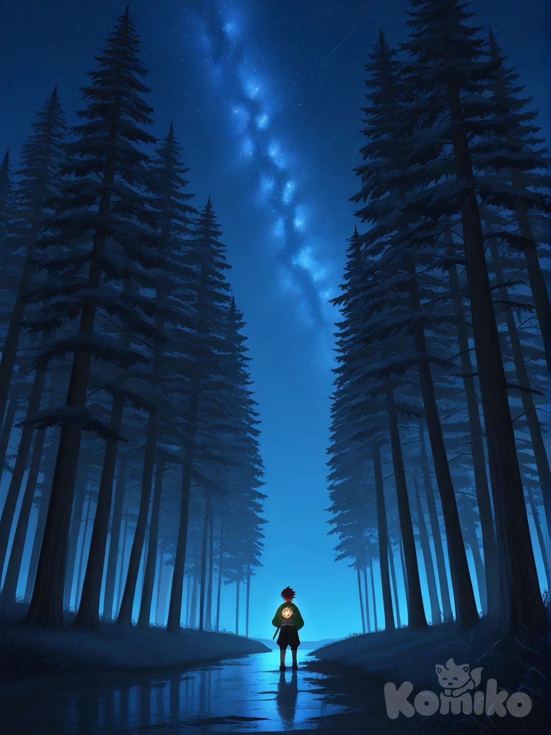 @Kamado_Tanjirou, night, forest