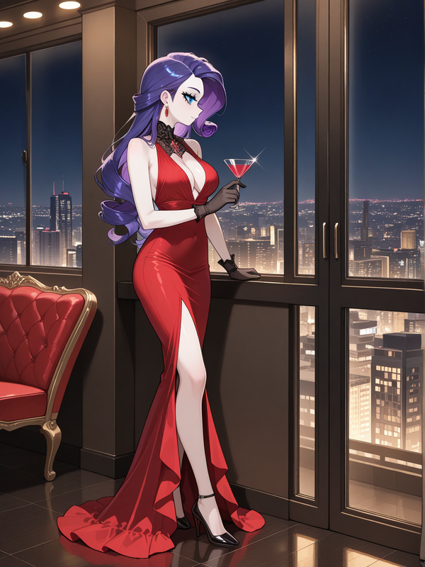 Rarity on Scarlett dress