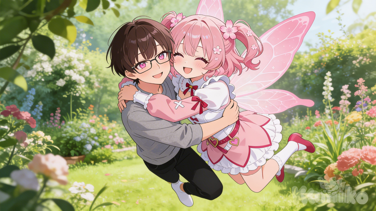 Me and Cherry giving each other hugs.