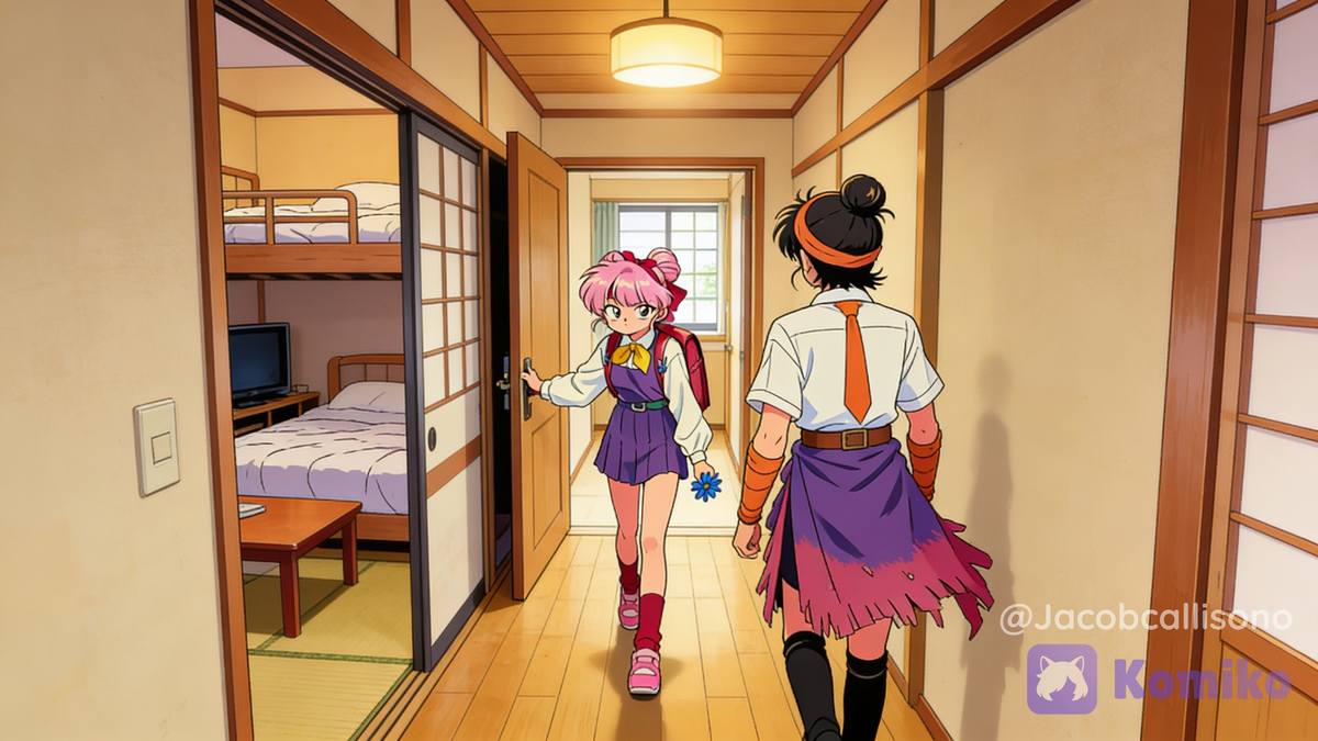 Yako walks in to her bedroom