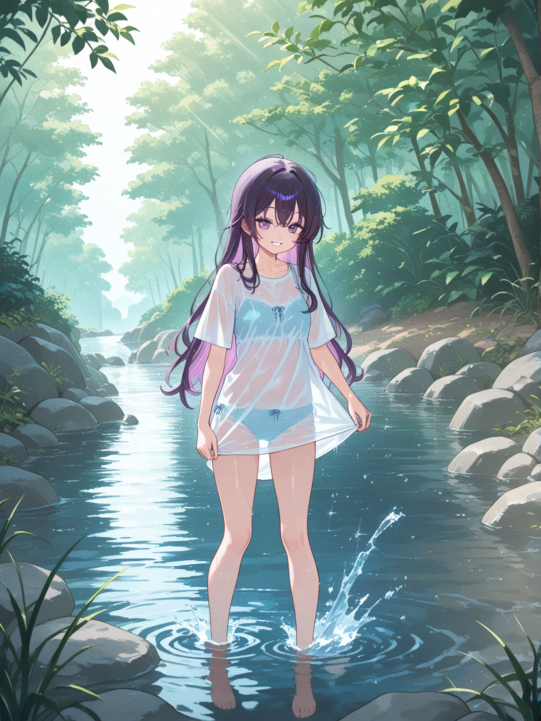 playing in the river