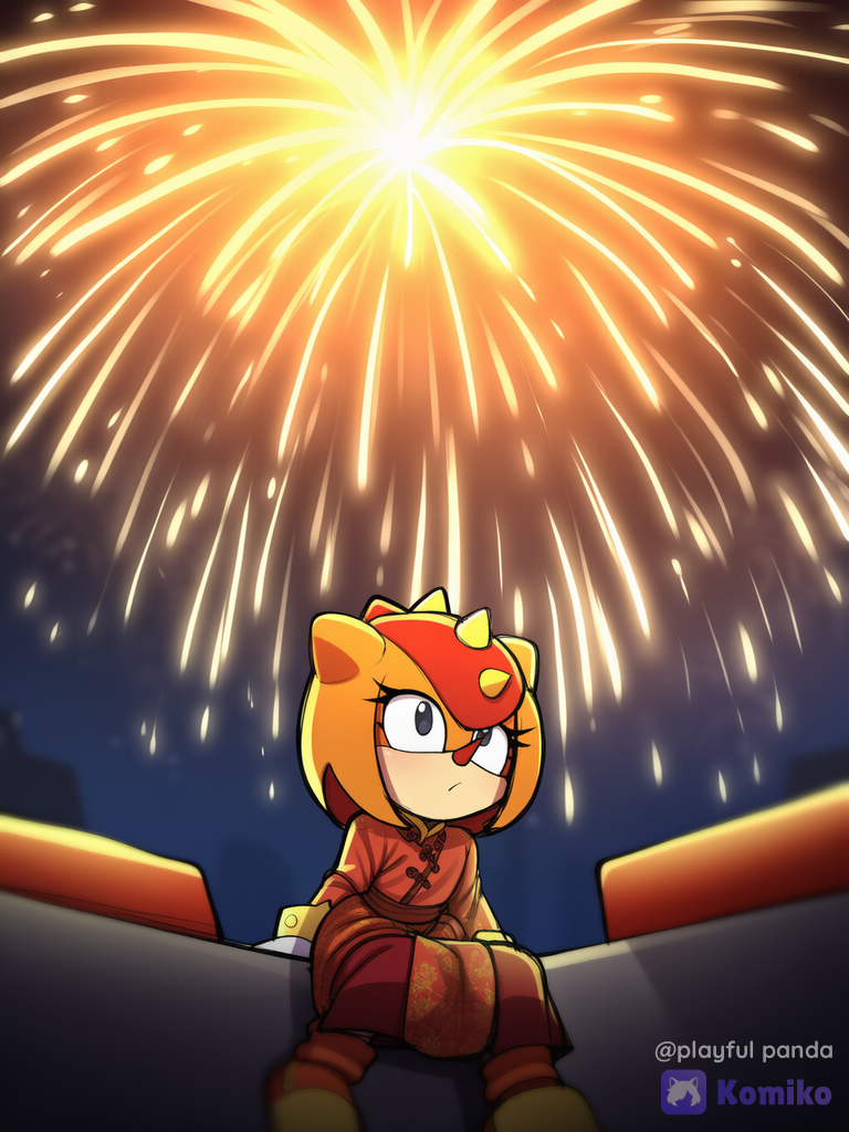Trip mirando los fuegos artificiales