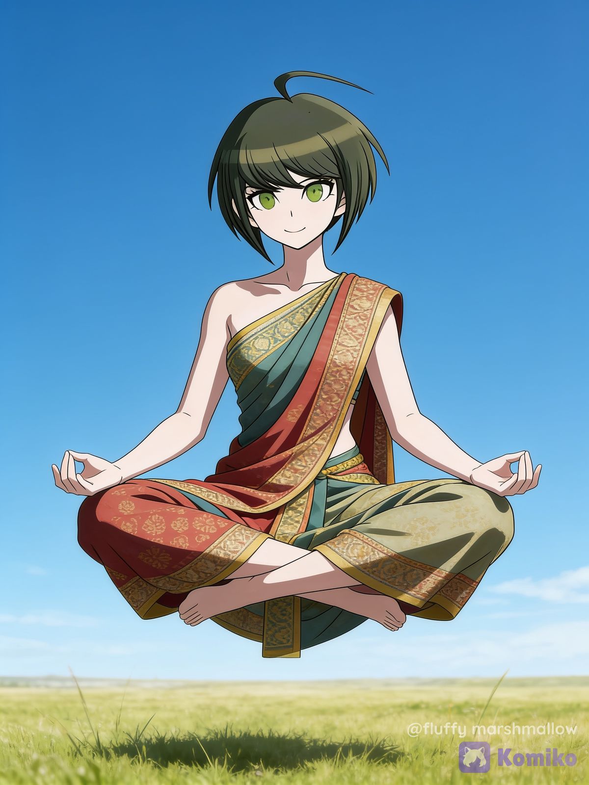 Naegi Komaru She Girl Meditation Floating Indian Style