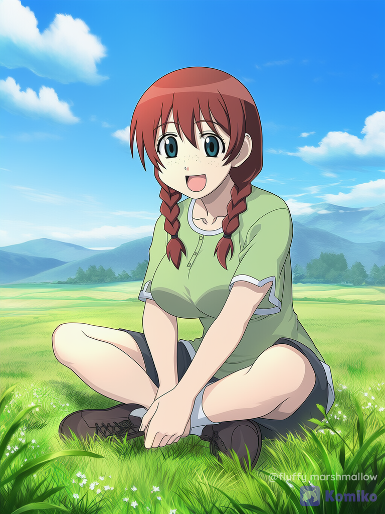 Emma Verde, She’s Indian Style Sitting on Grass