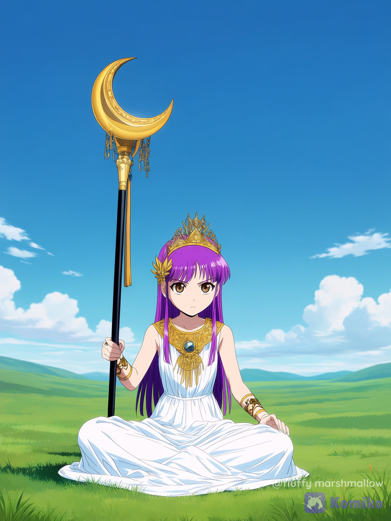 Athena Saori Sitting on grass Indian style