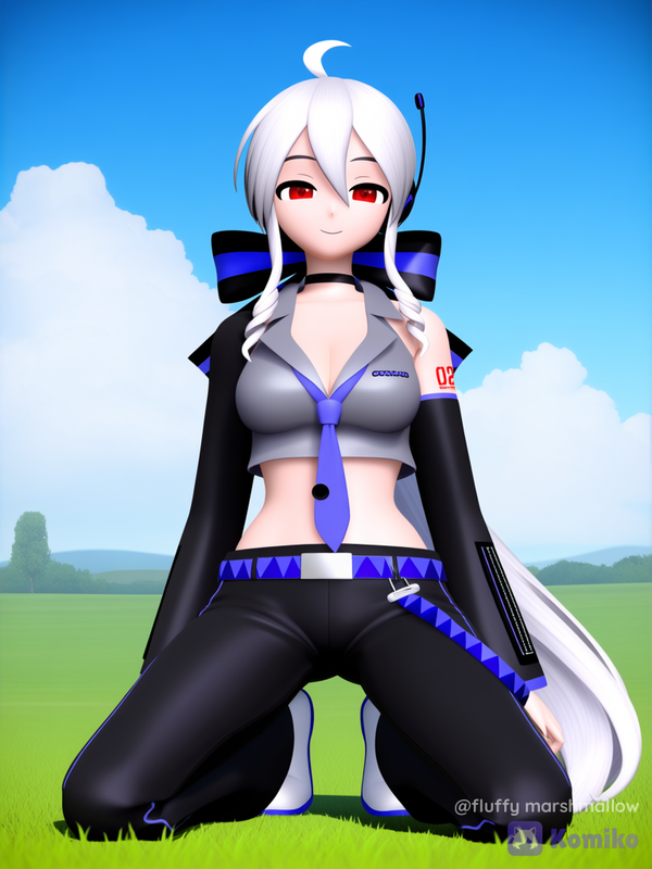 Yowane Haku Kneeling On Grass