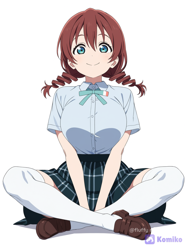 Emma Verde Sitting Cross-Legged 1girl