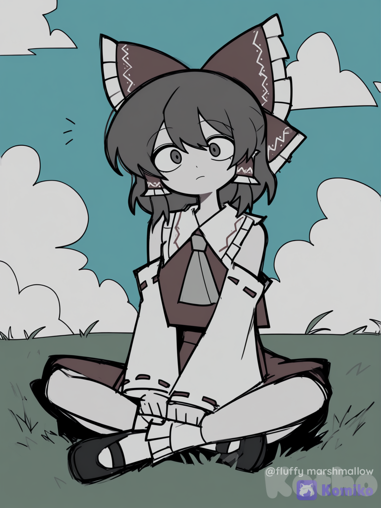 1girl Emma Verde Sitting Cross-Legged on Grass