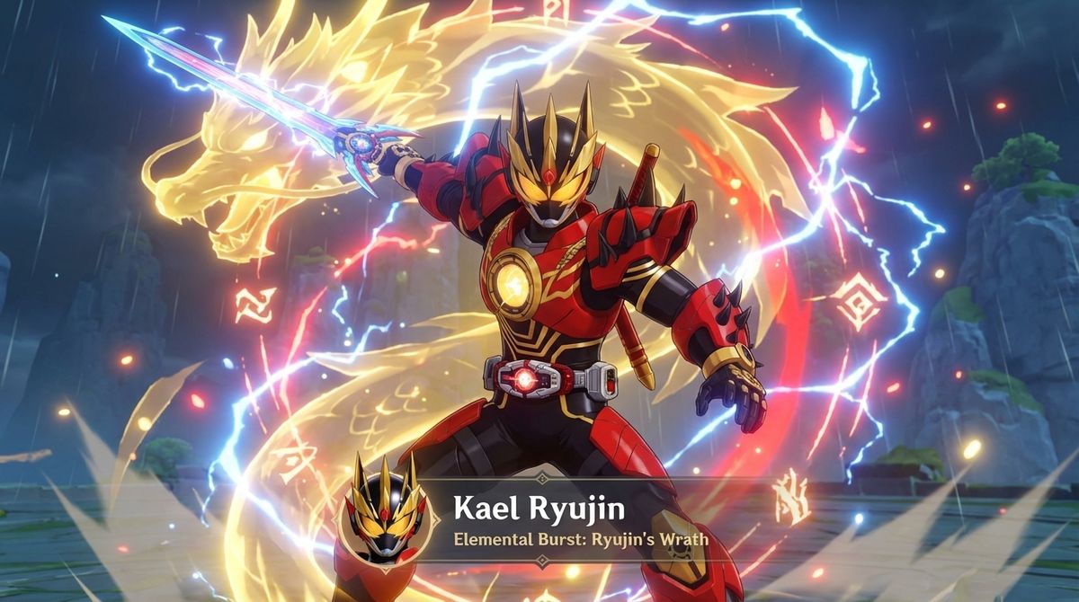 Kael Ryujin's Elemental Genshin Burst Skill: Ryujin's Wrath 