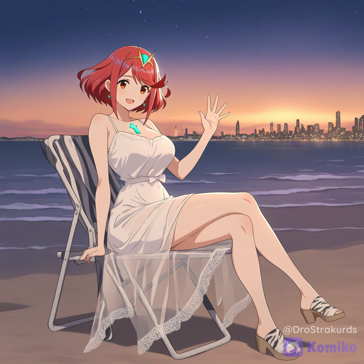 Summer Themed Pyra At The Nighttime Summer Beach