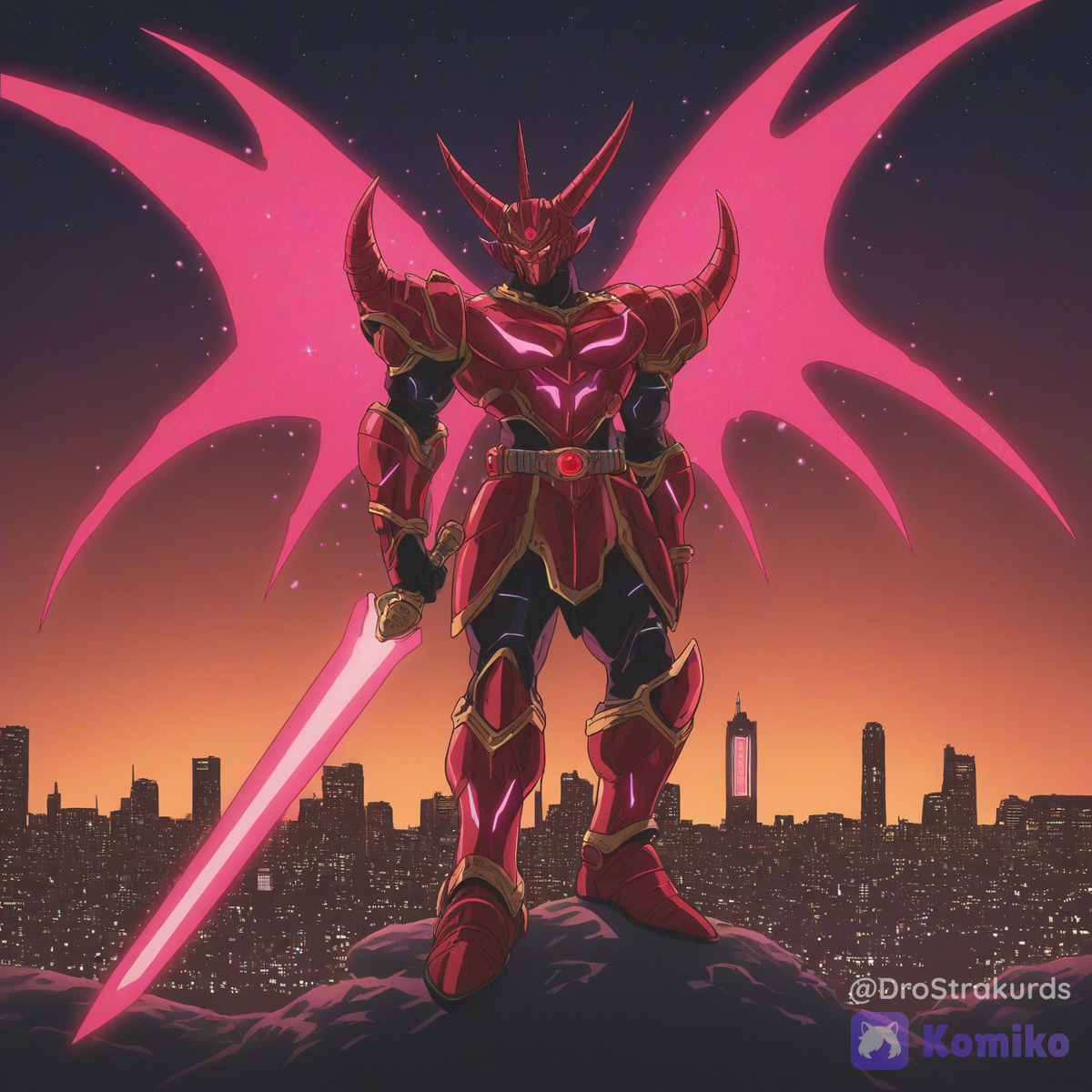 Kurengoi AkaKuro: The Crimson Futuristic Dragon Robotic Android Knight