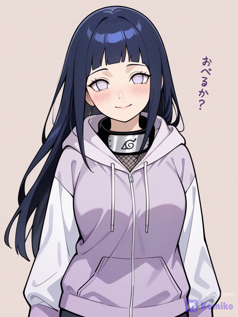 Hinata en hoodie moradito 💜