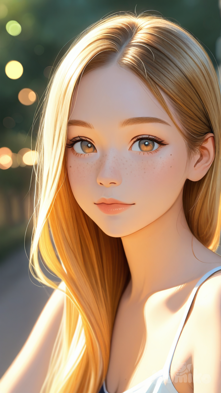 Slavic woman in a golden hour