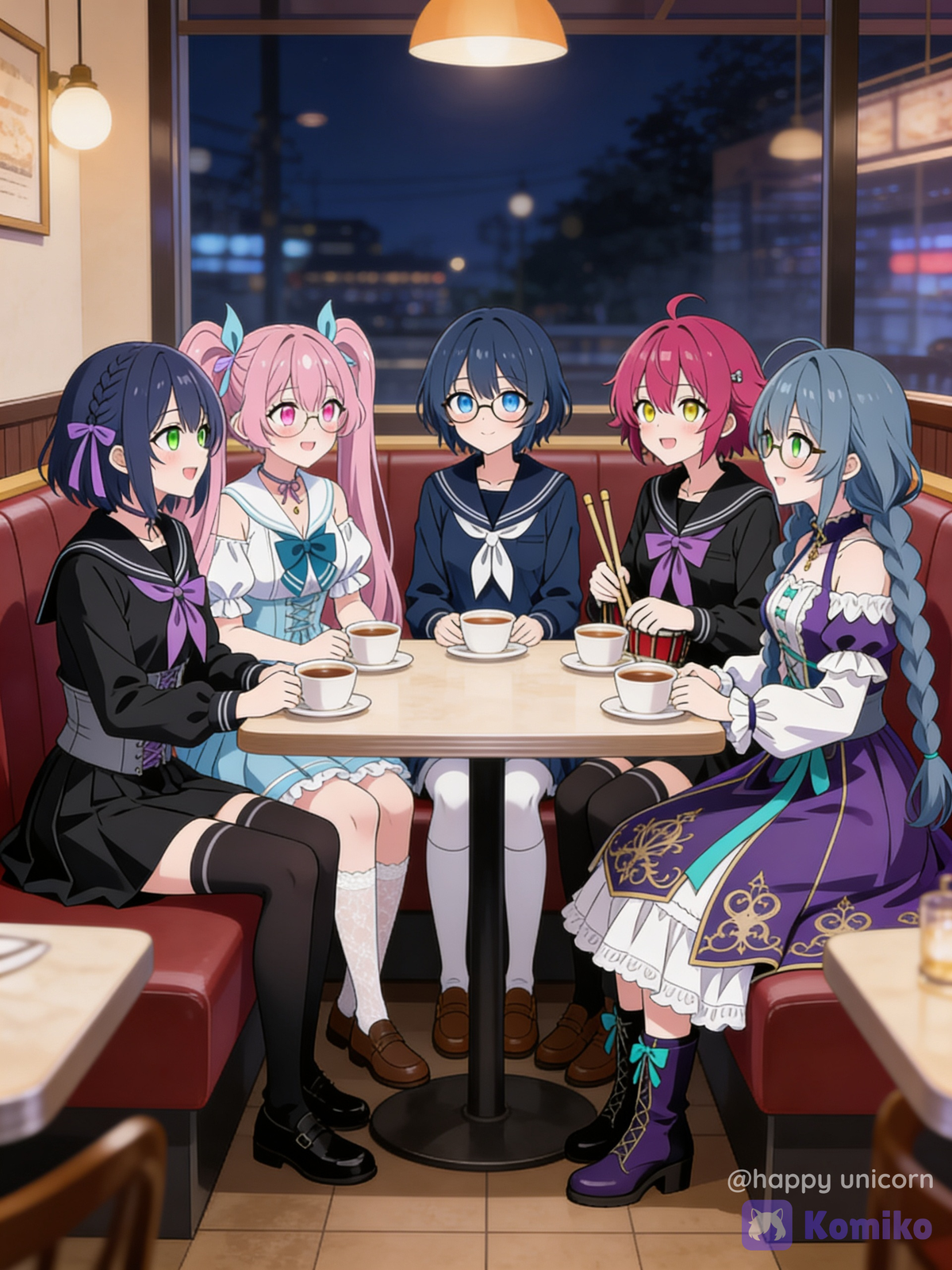 At a café with friends