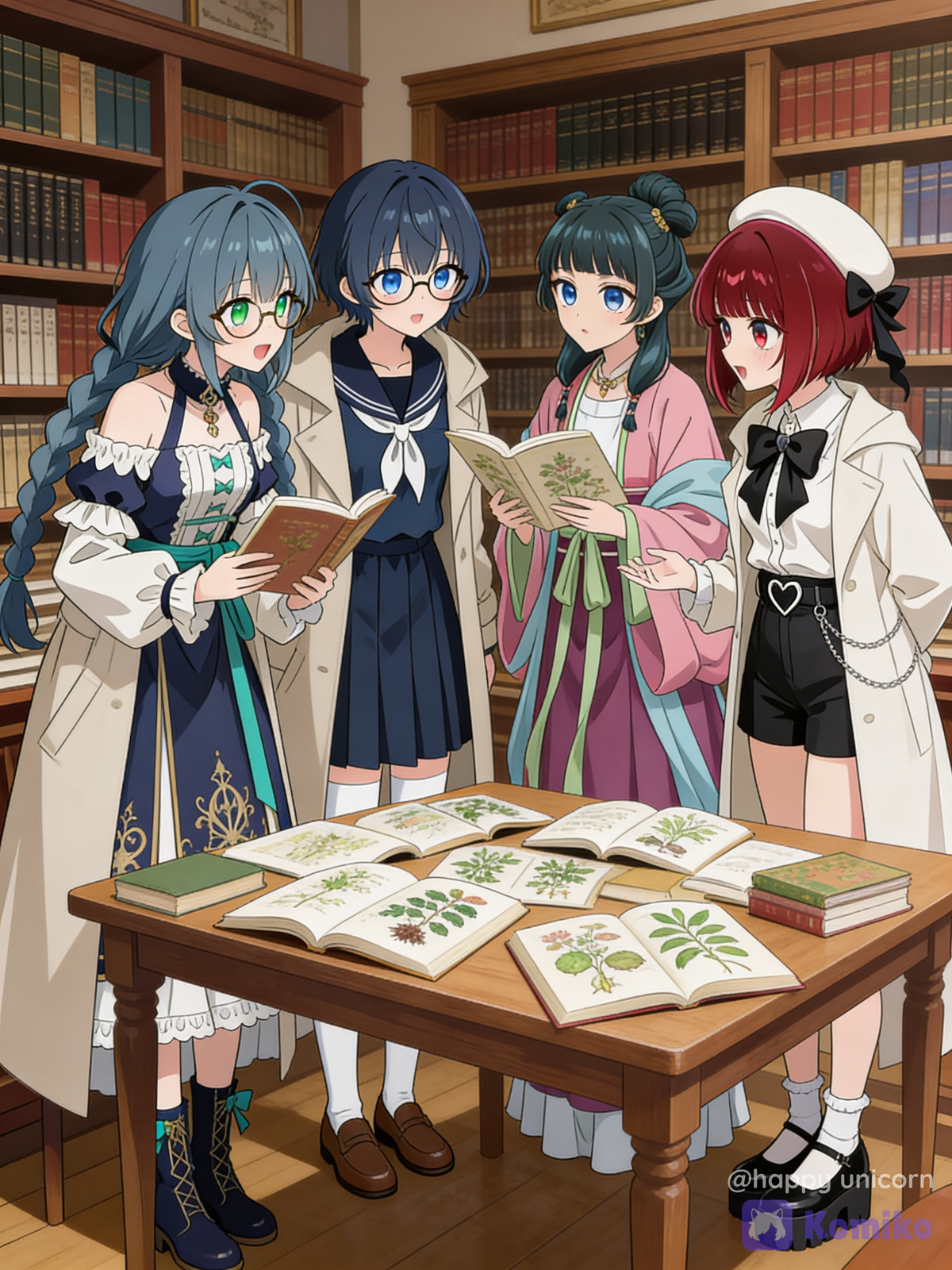 Aoi, Yume, Maomao and Kana at the library
