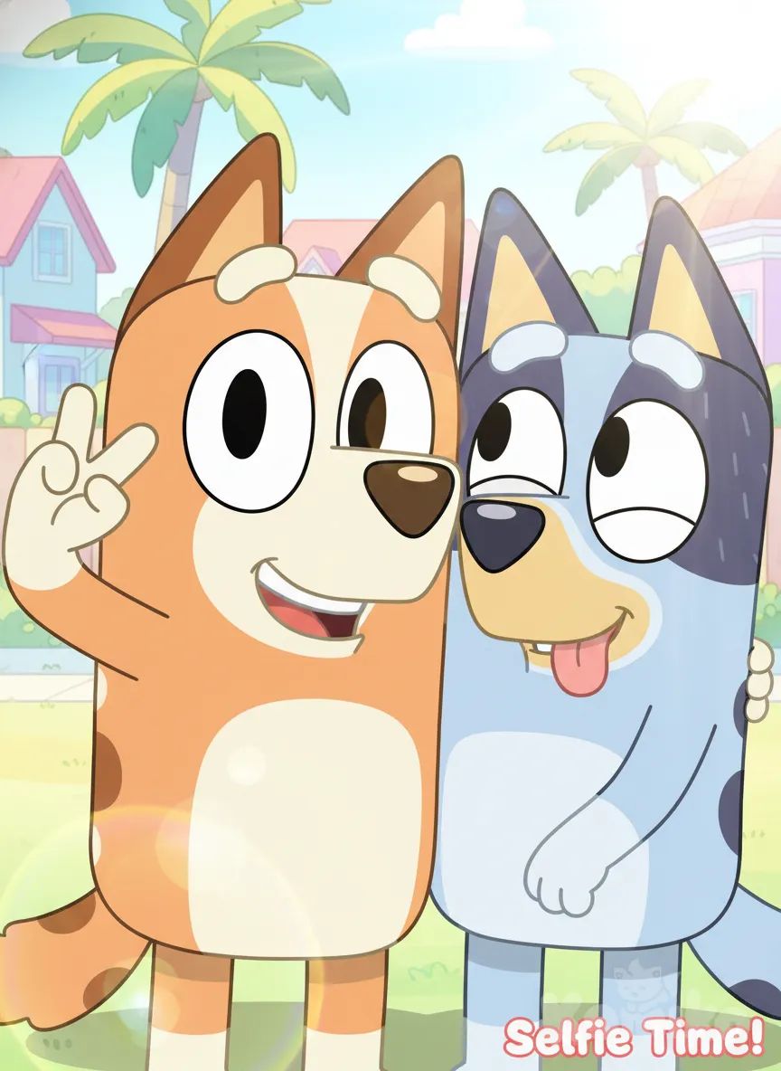 selfie, blueyshow, chili, trixie, zoom, anime style