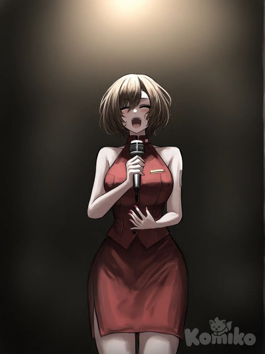 [sketchy-painterly-style], singing, Meiko (Vocaloid), wisky