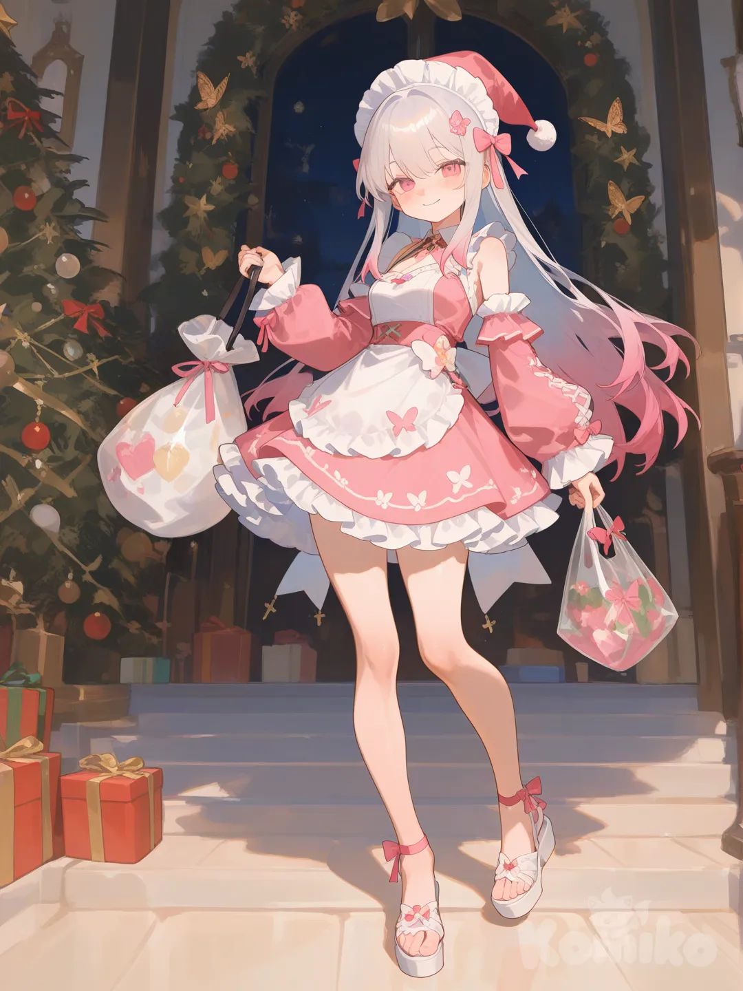 @alice-6KbJ, [soft-shading-style], santa hat, gift bag