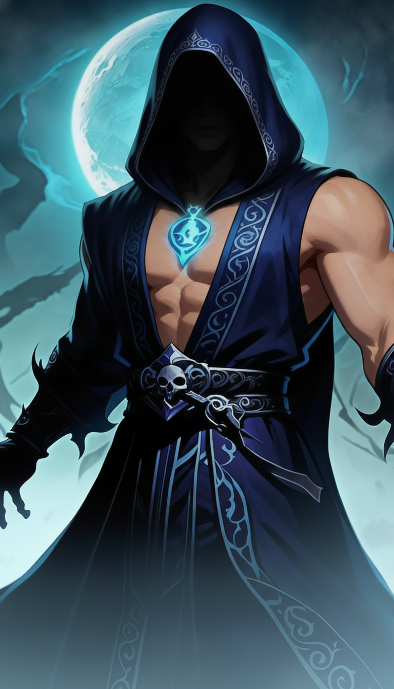 The Necromancer with his hood up
