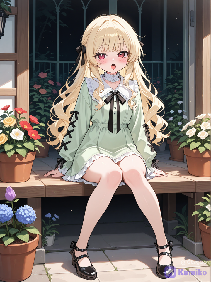 a girl surrounded by many flowers