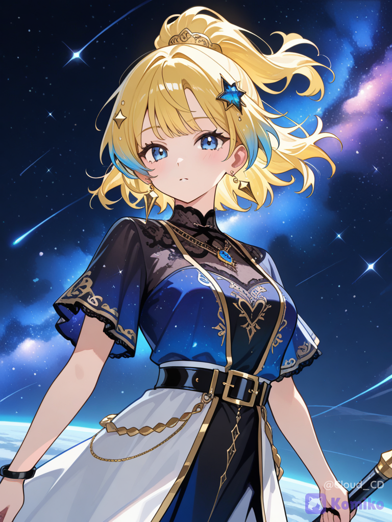 a girl with the stars in the universe...