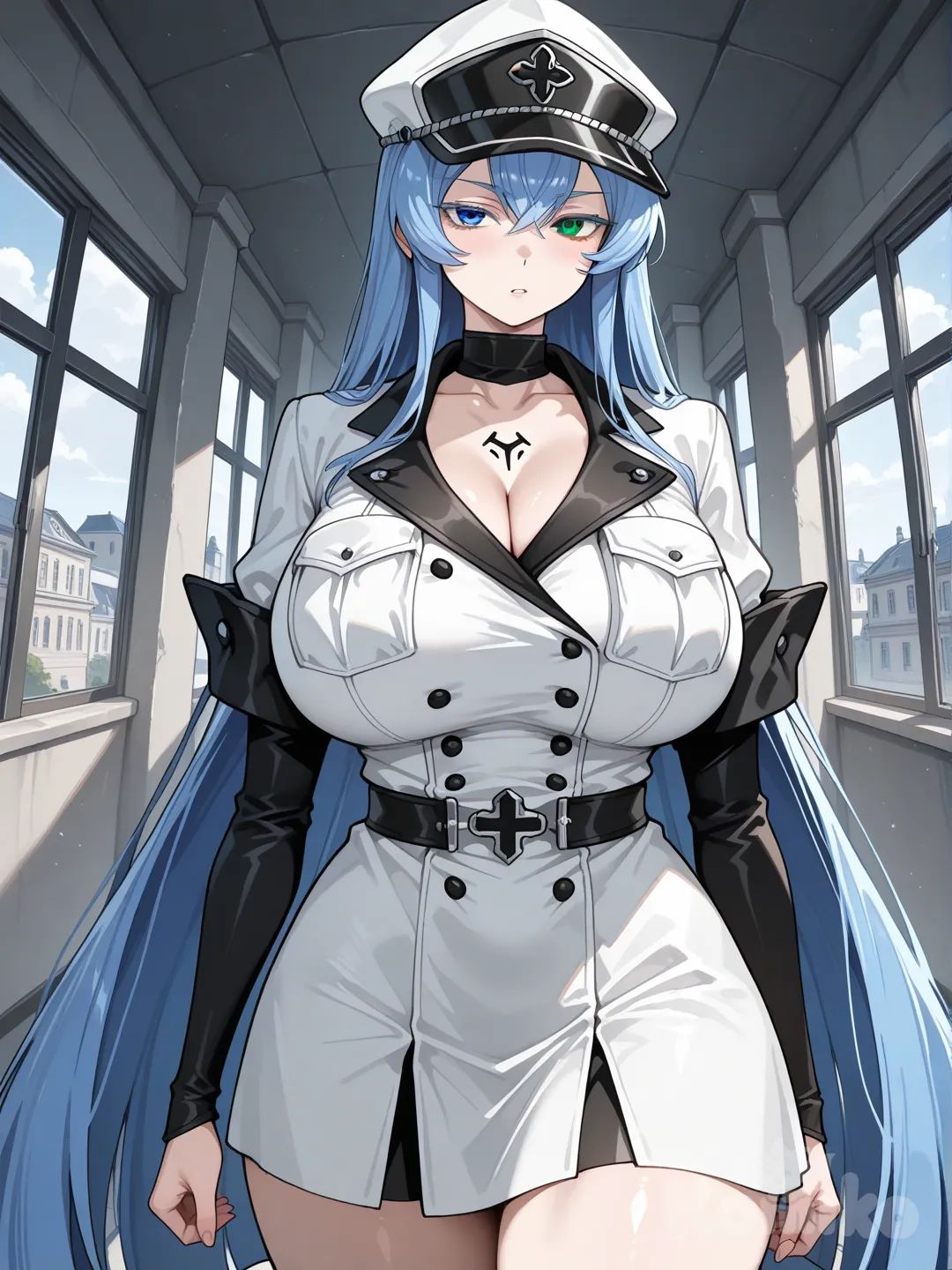 huge breasts, 1girl, esdeath, e.g.o (project moon)