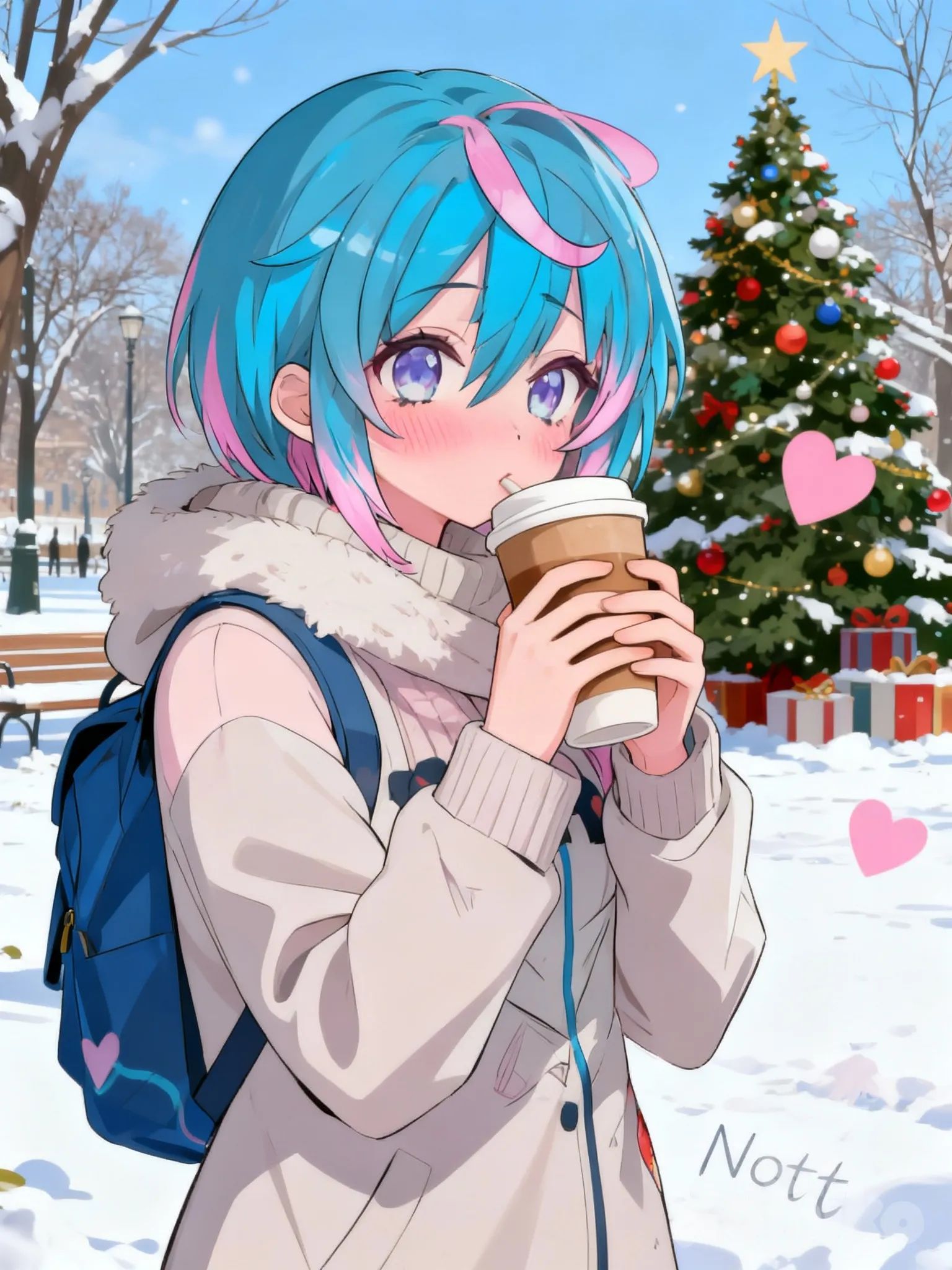 Nott, in a park drinking coffe