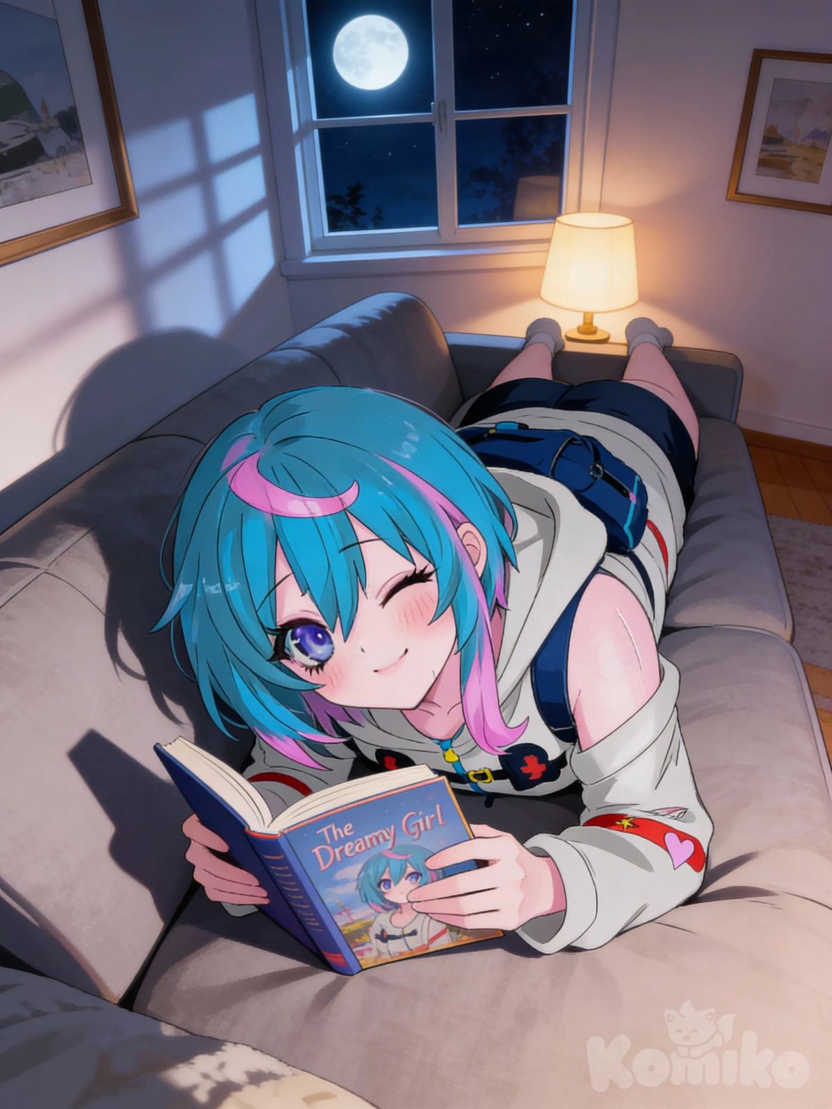 Nott : Reading her history on The sofa Of living room