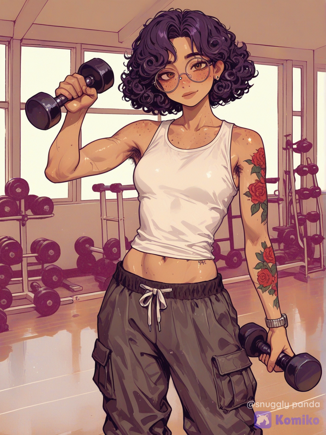 Rowan working out to get buff