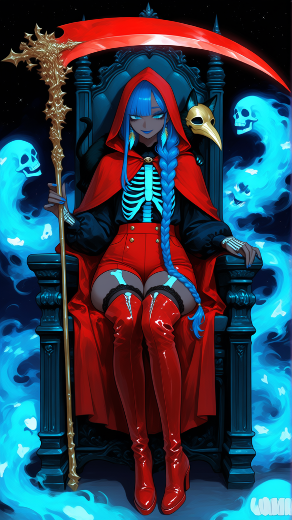 The Red Reaper and Her Feline Helper