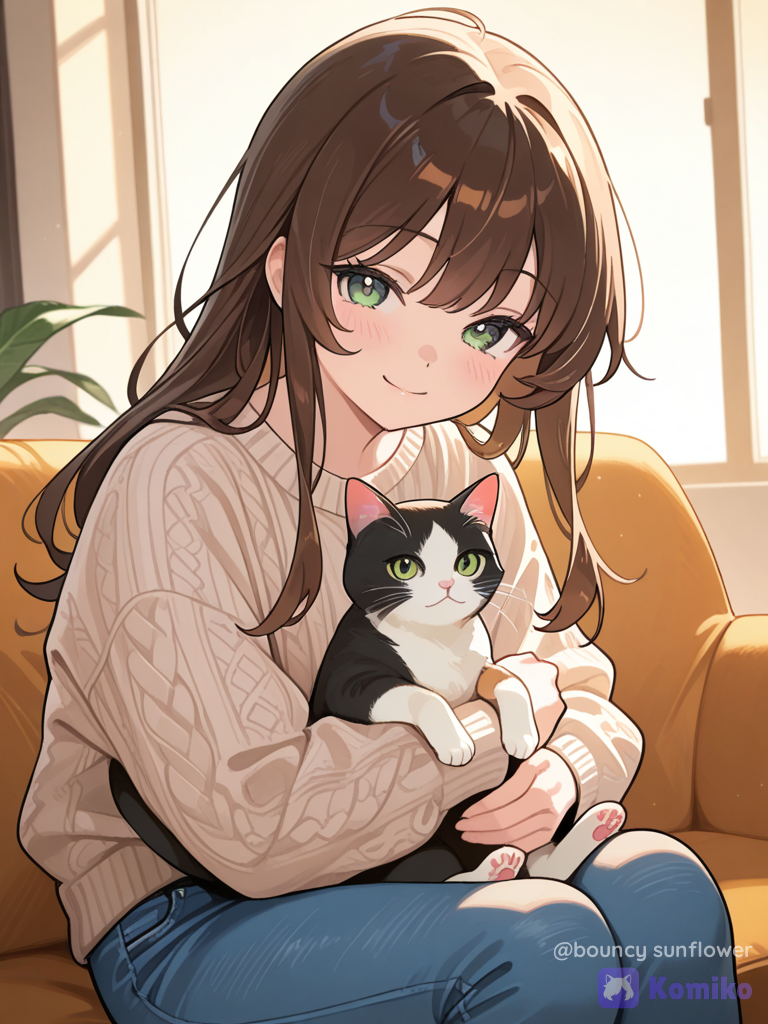 Girl and her cat