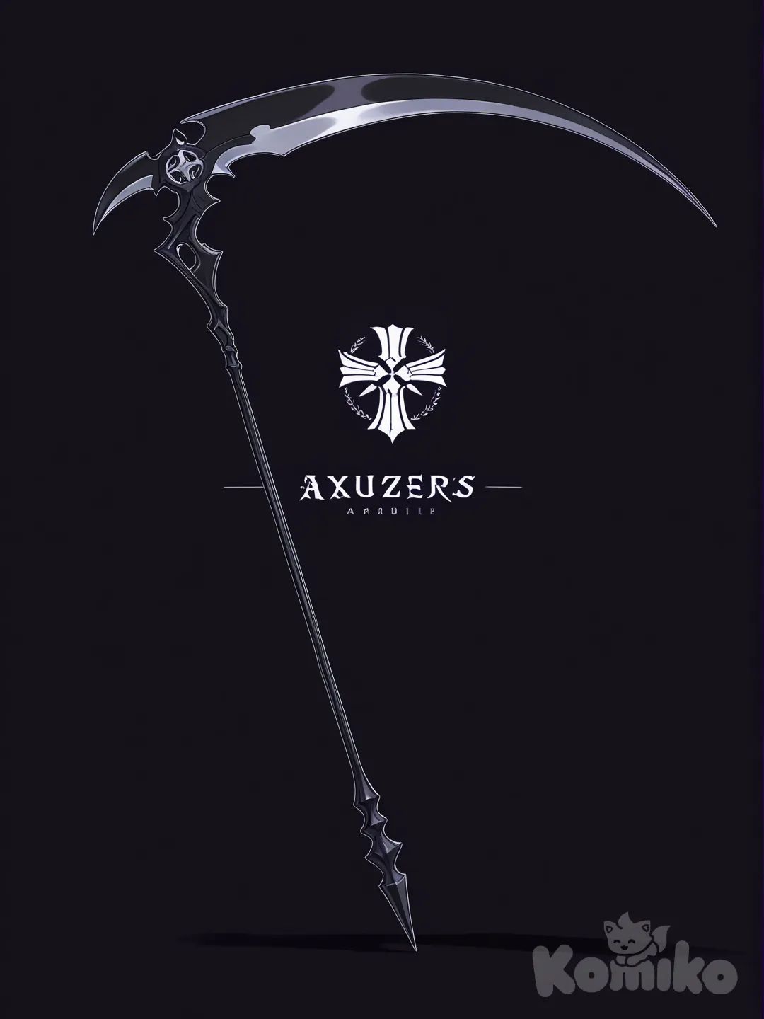 Black scythe, logo, shadow
