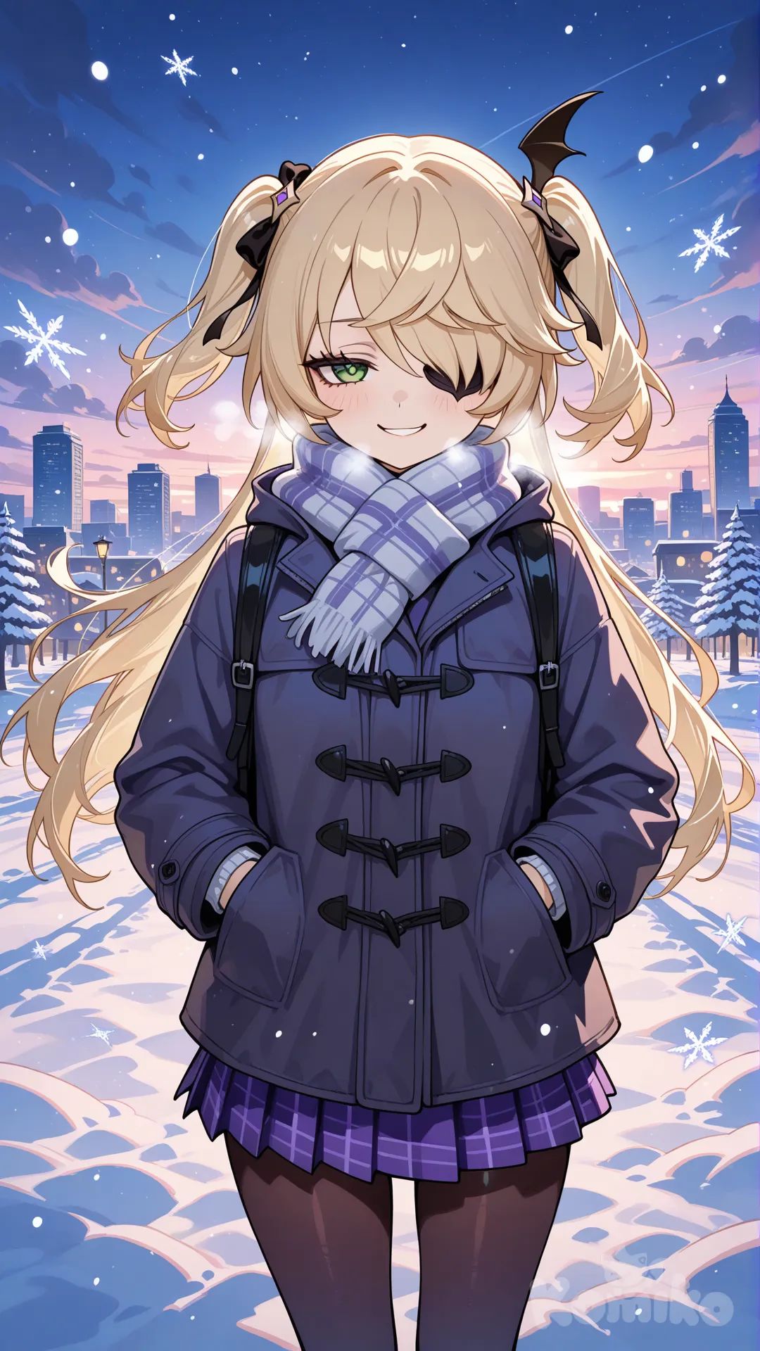 @Fischl_(Genshin_Impact) Snowy Day Dusk