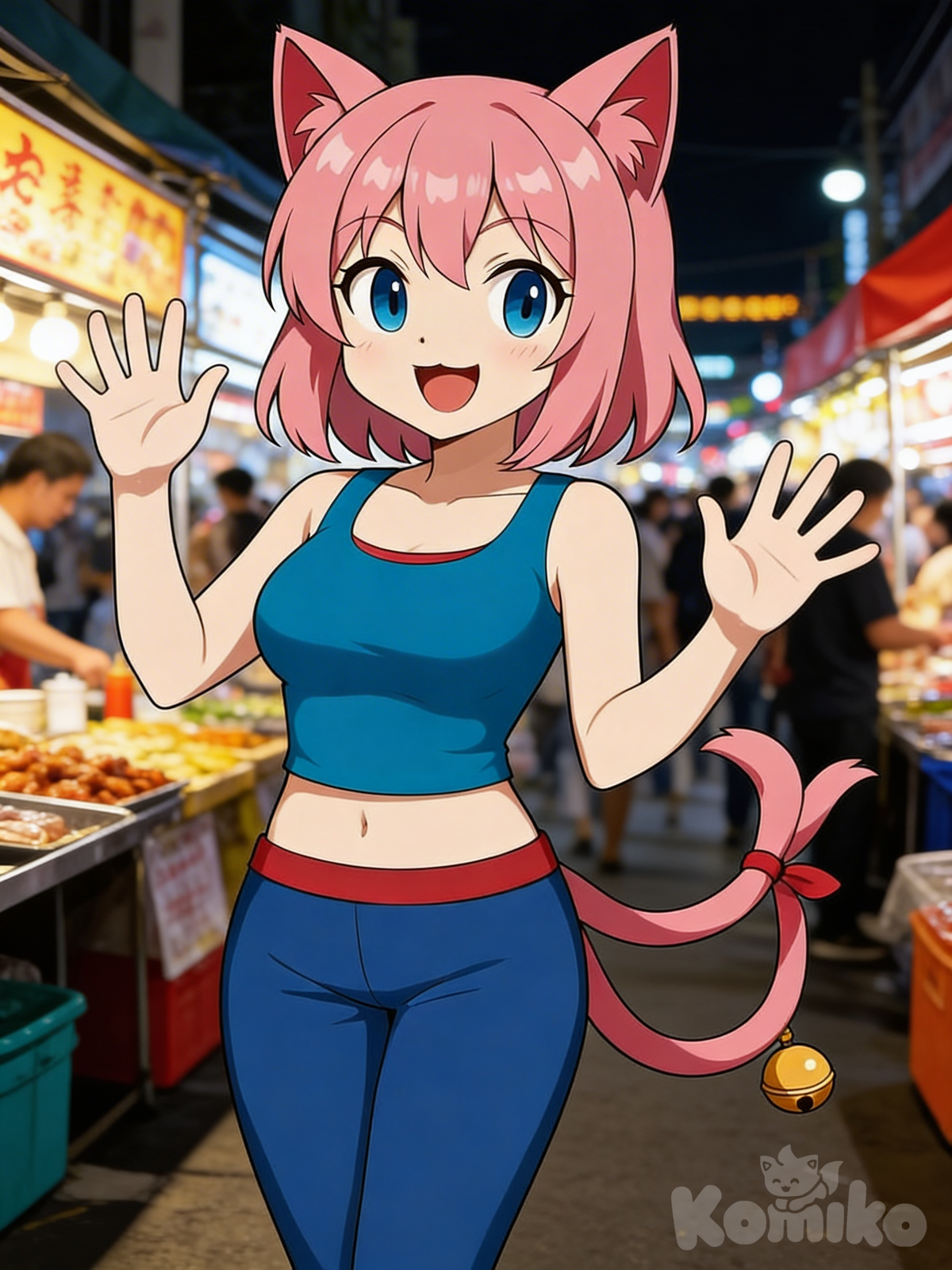 Meria, the cart owner, is watching
