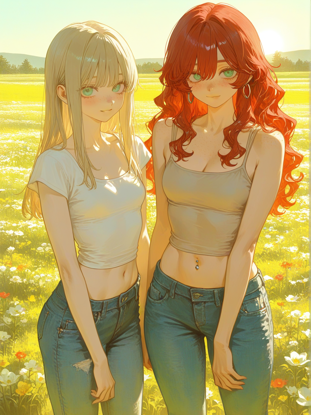 Two Girls in a Field