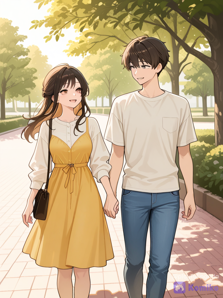 Girl and boy love happy