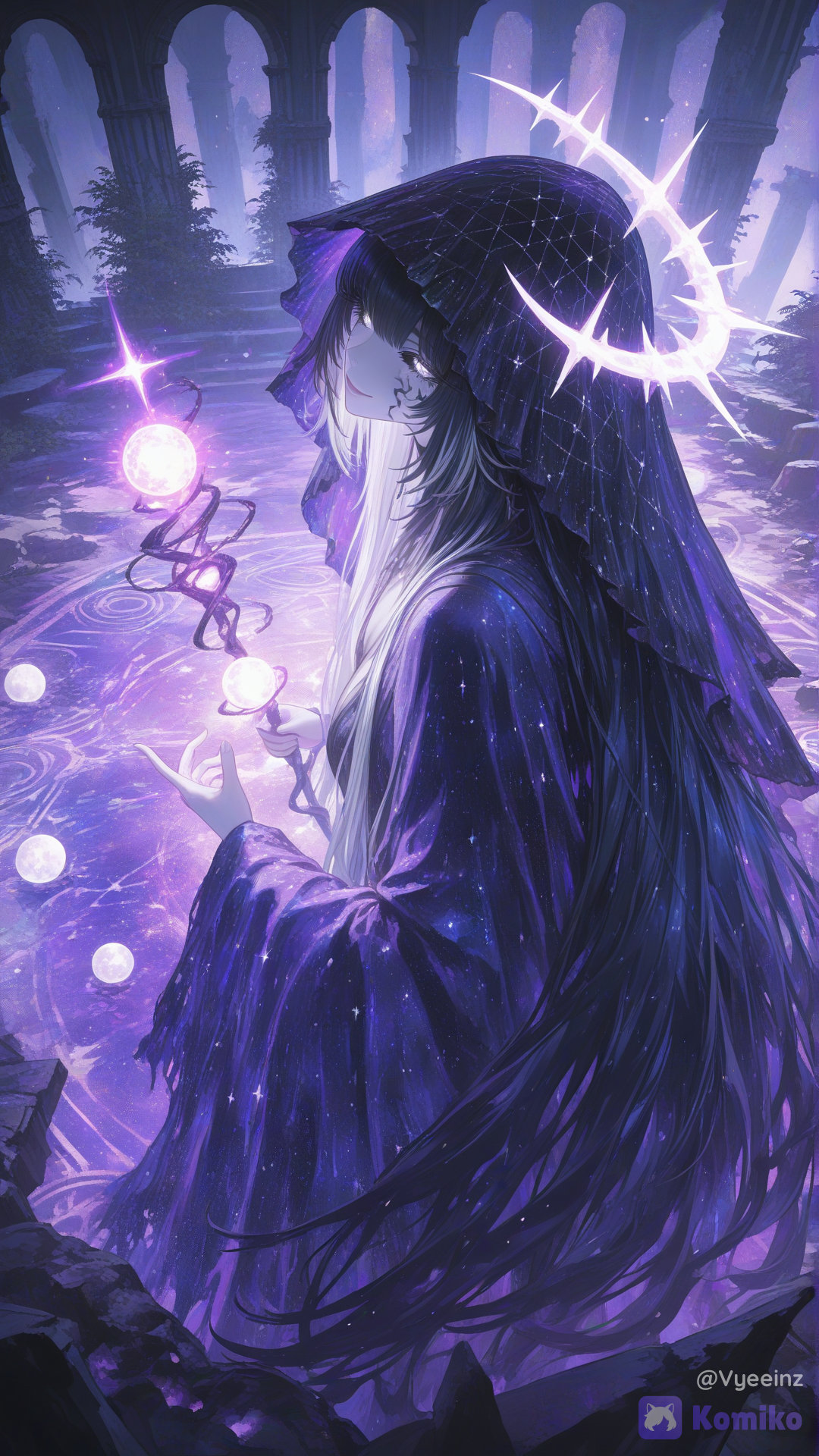 Beneath the velvet night, Adelaide de Genova walks as the Dark Moon Witc