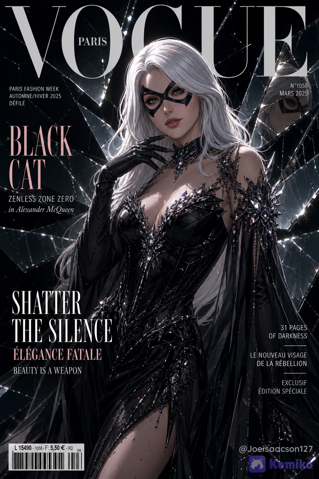 Black Cat On The Vogue Mag Cover