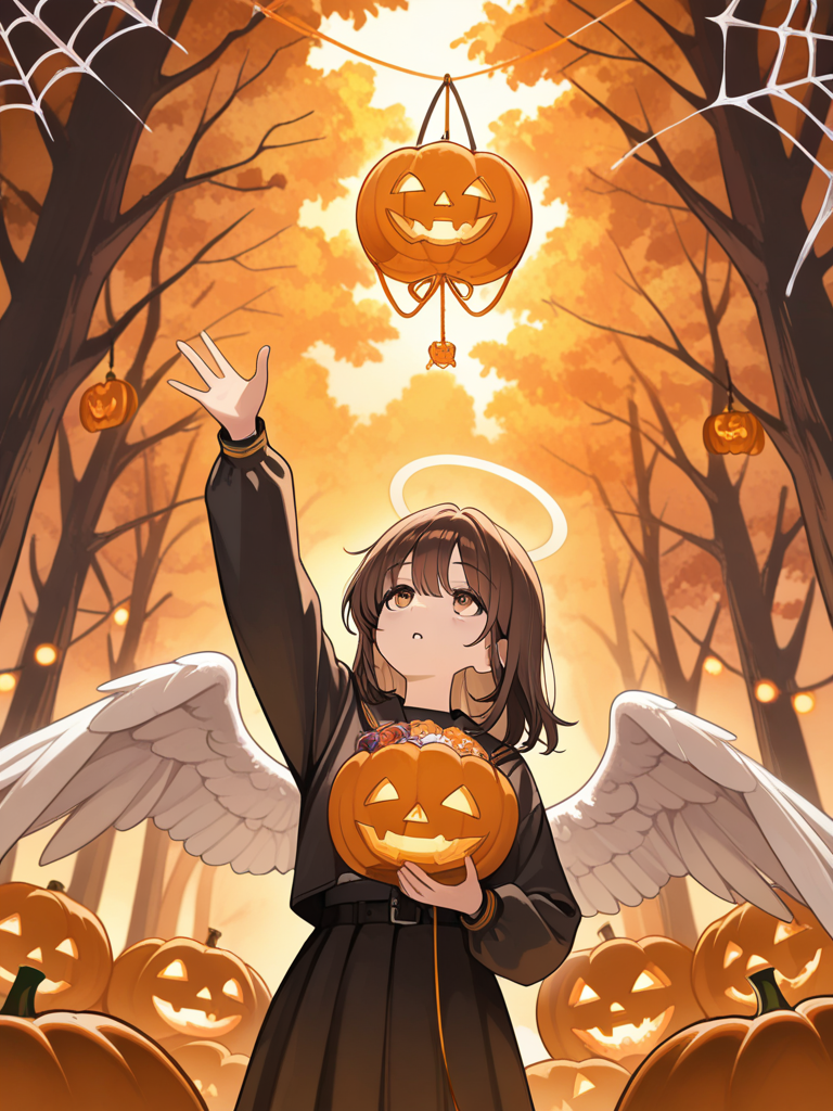 Angel getting ready for Halloween