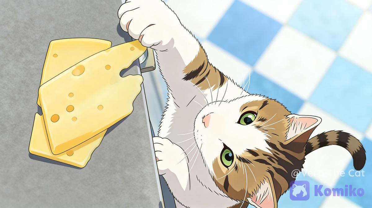 🐈The cat eats cheese🐈‍⬛