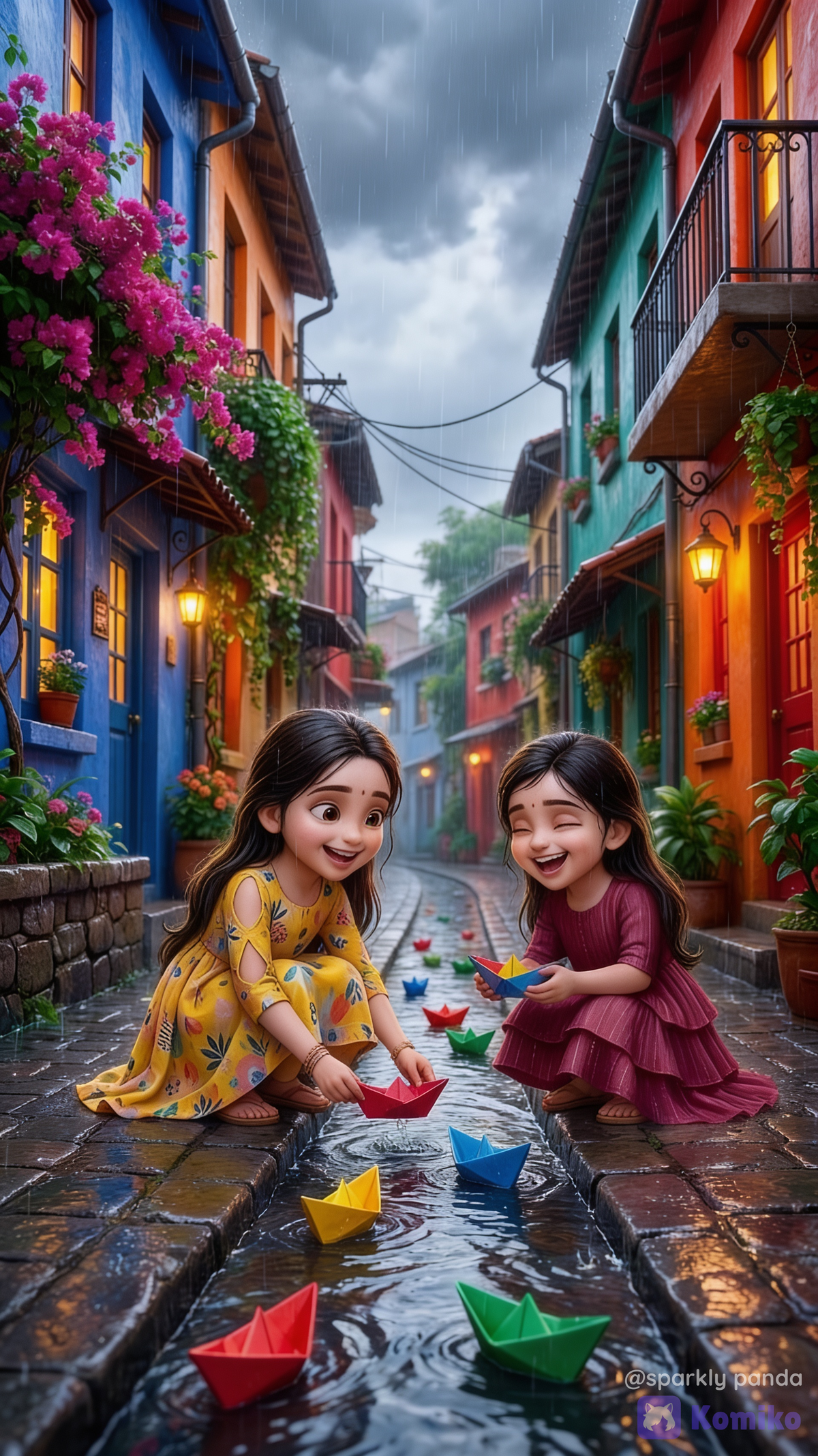 Girl enjoy the rain