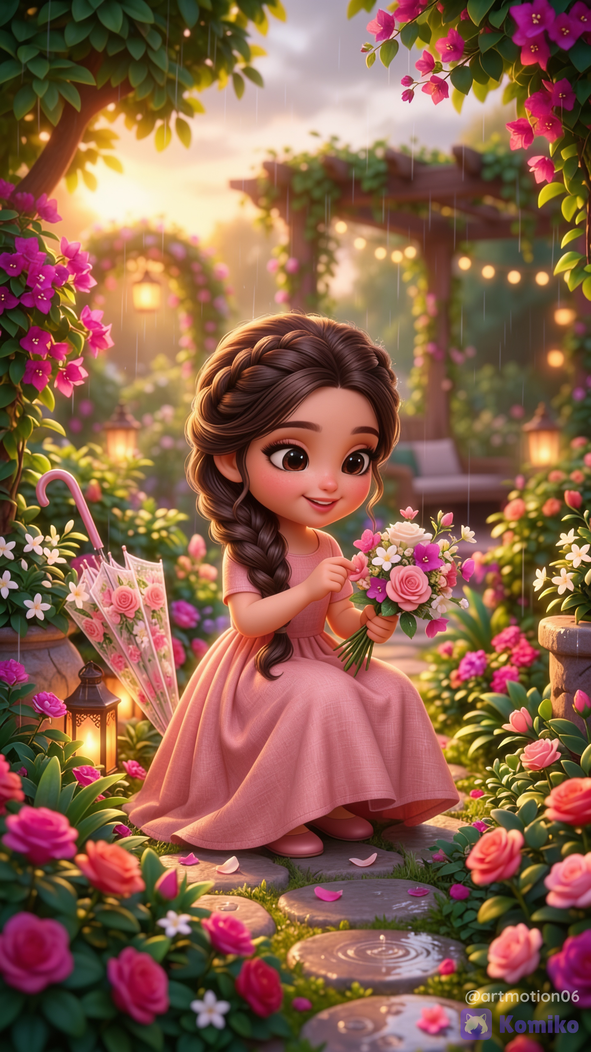 Cute girl playing with flowers 💐