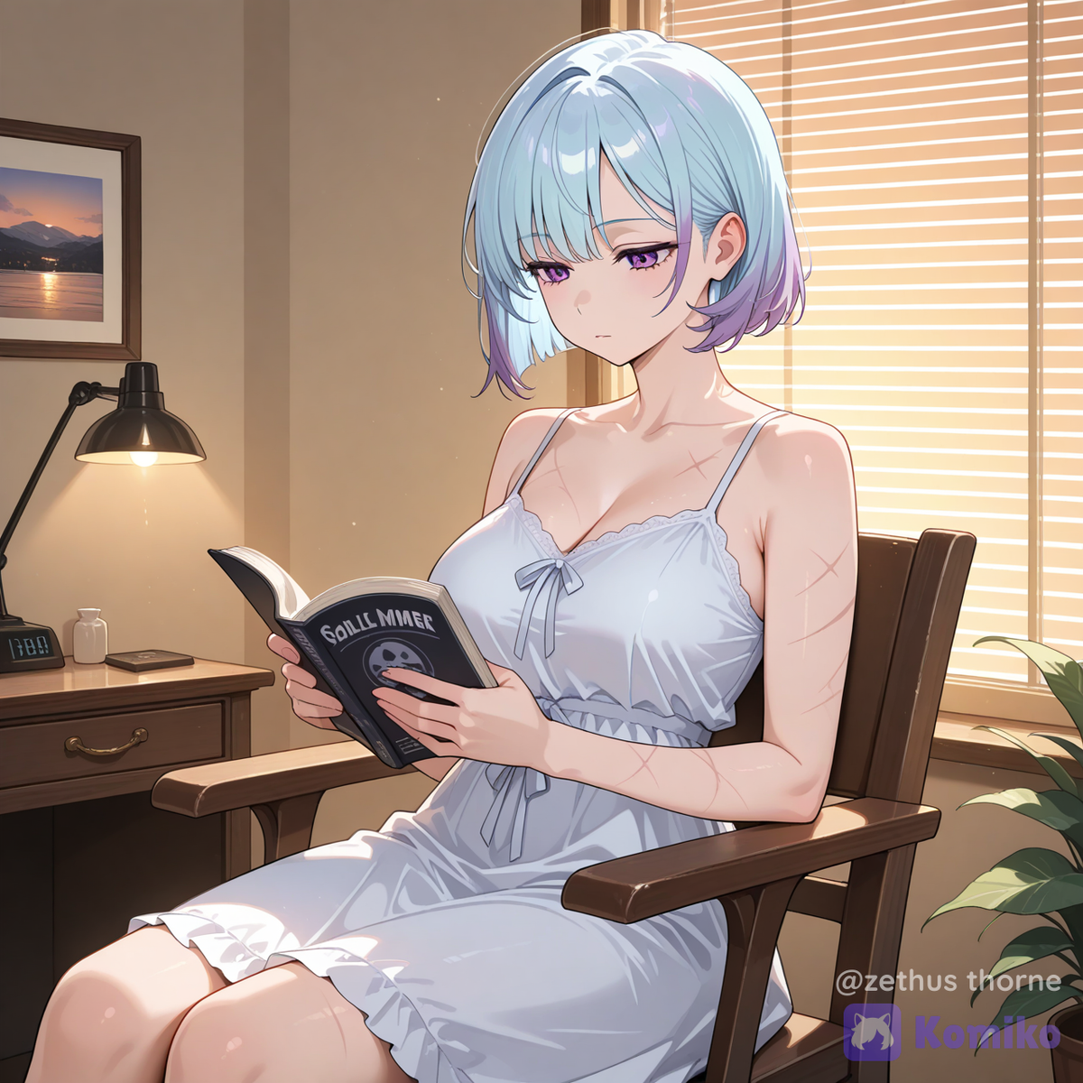 Maxxine Azure (my OC) reading a book