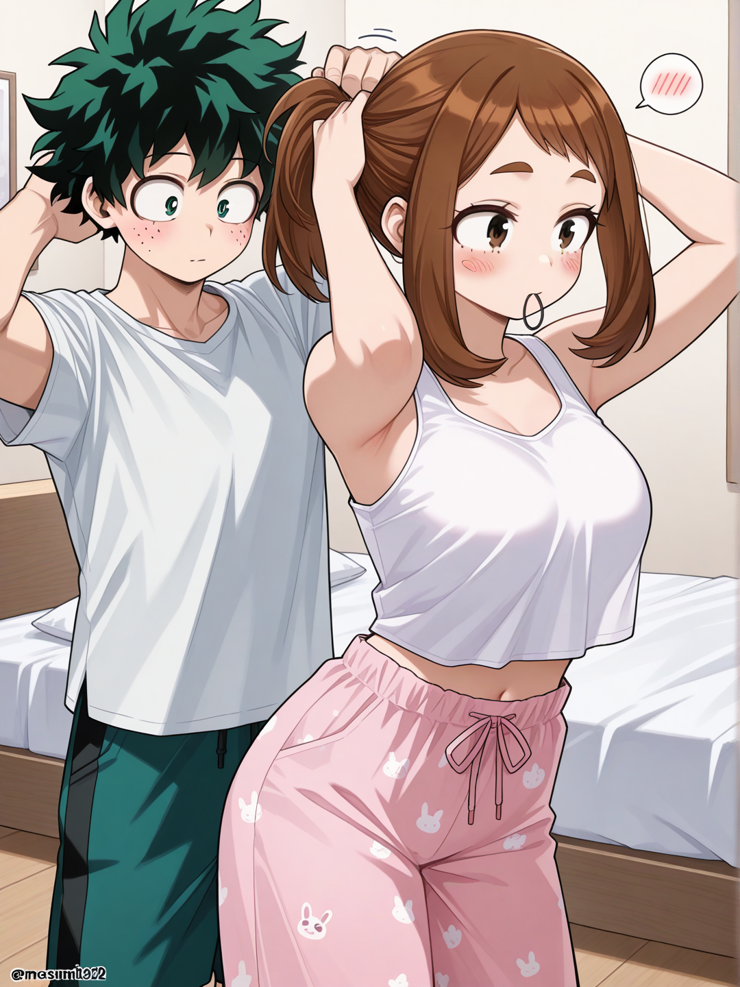 Where is Deku looking
