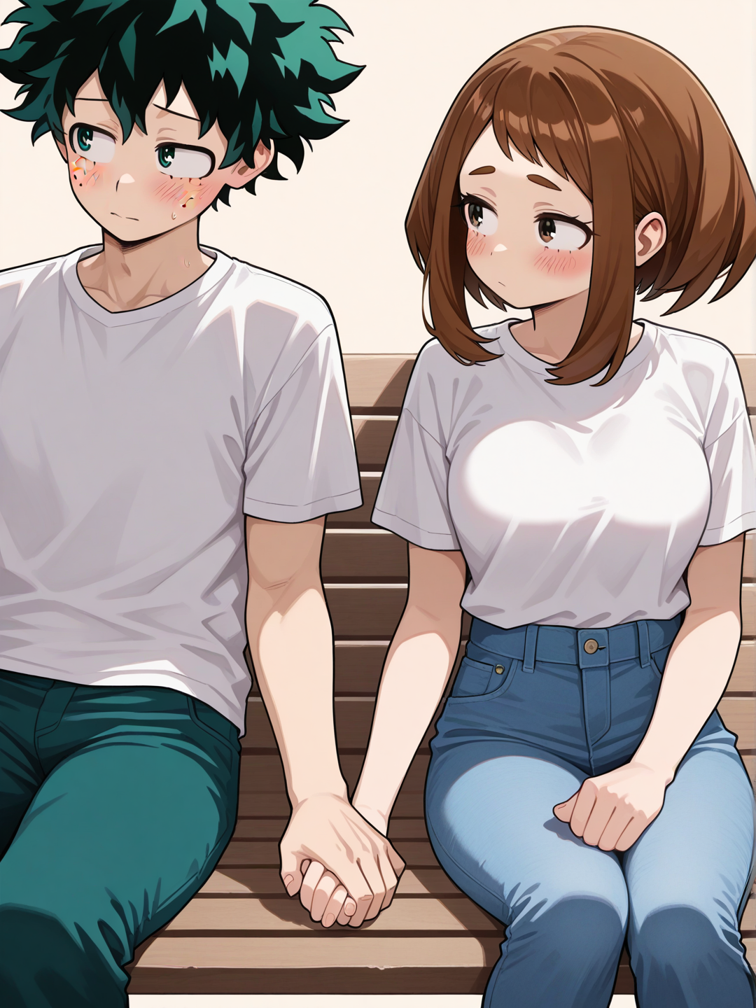 Shy holding hands
