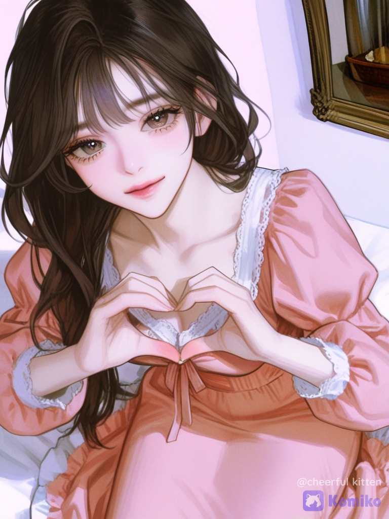 粉嫩少女的爱心手势💕