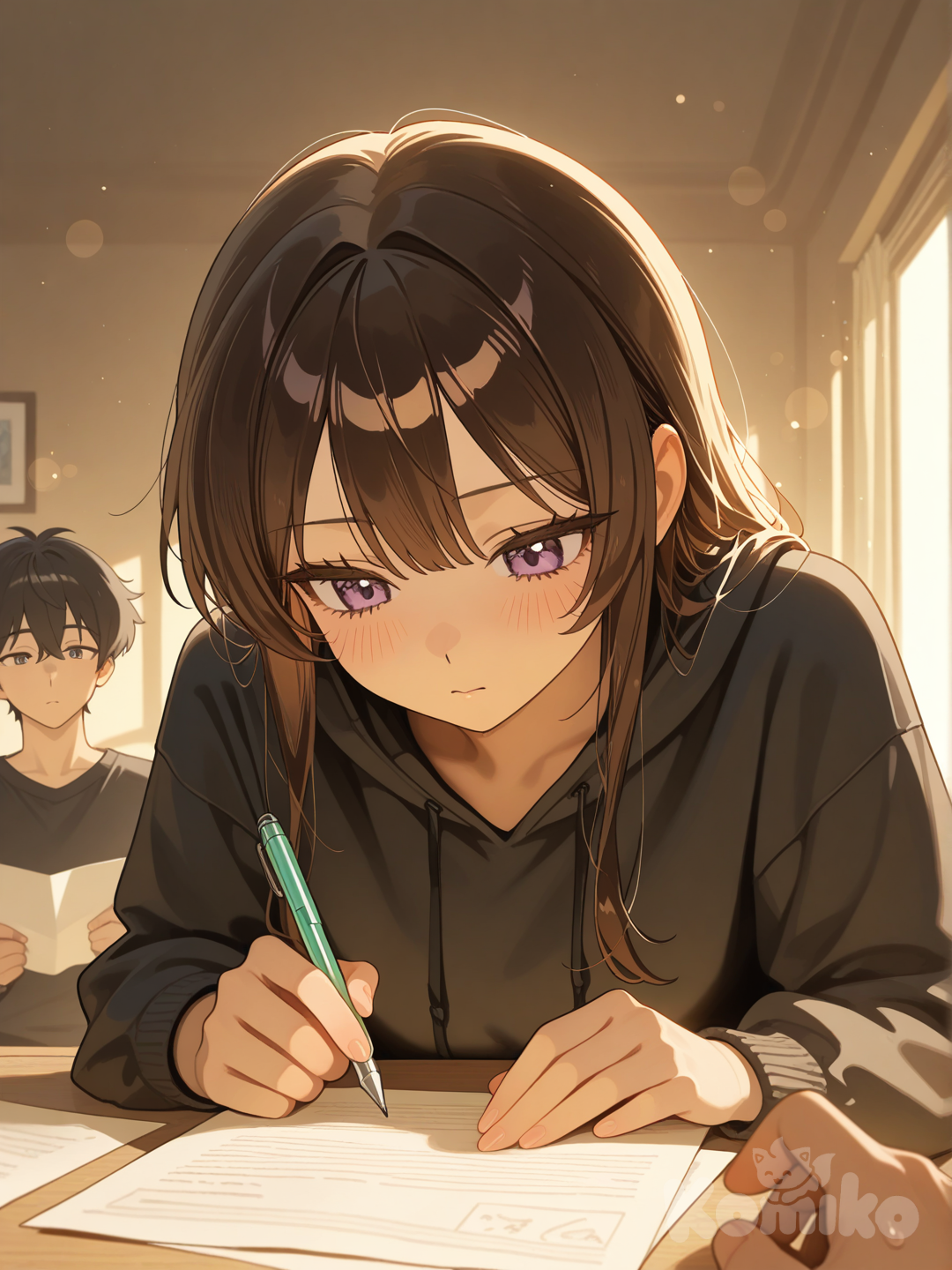 Doing her homework
