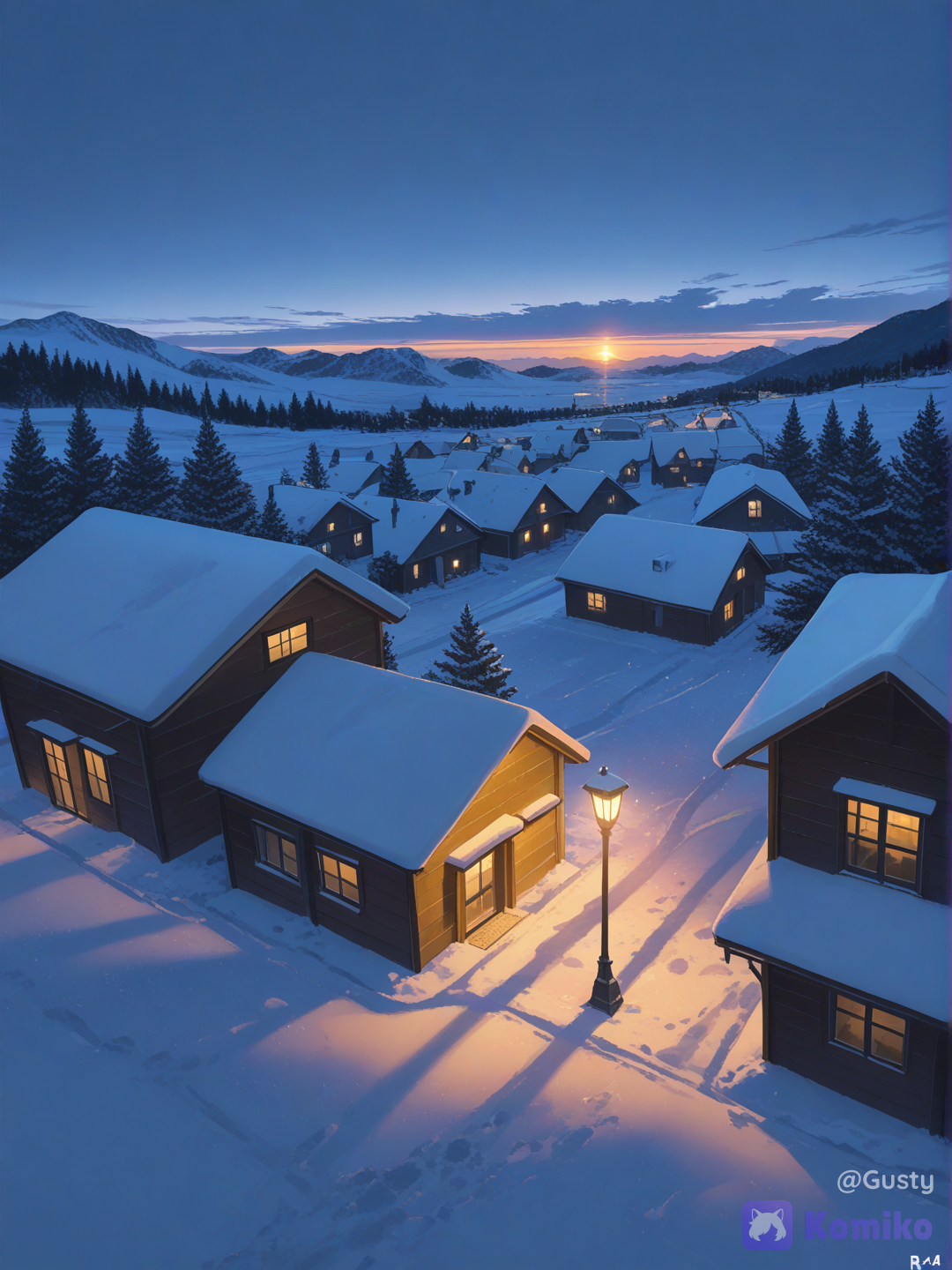 Snowy neighborhood