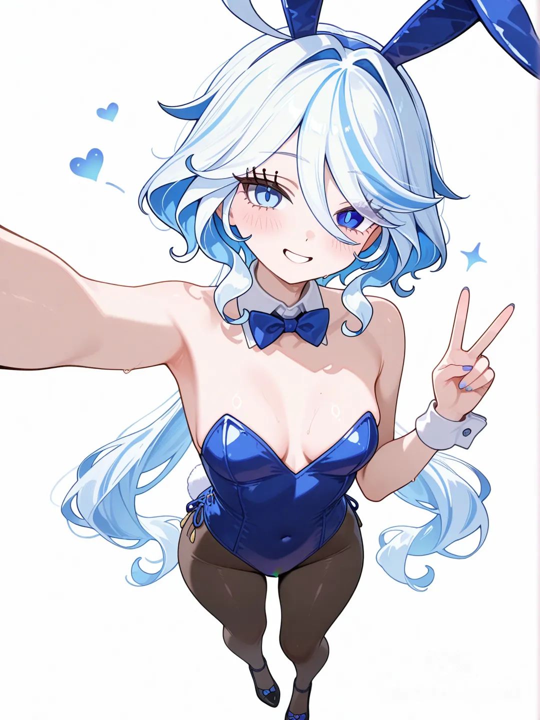 Furina, bunnysuit, selfie, smile